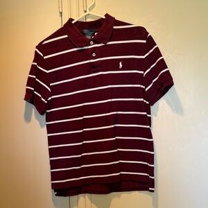 Men's Maroon Striped Polo Shirt